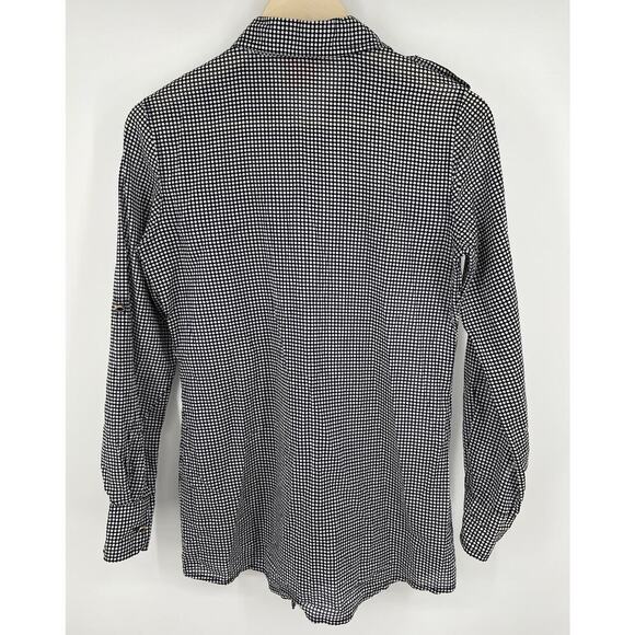 Tory Burch Blue Polka Dot Print Cotton Shirt Roll Tab Sleeve Size 4 - Picture 6 of 6